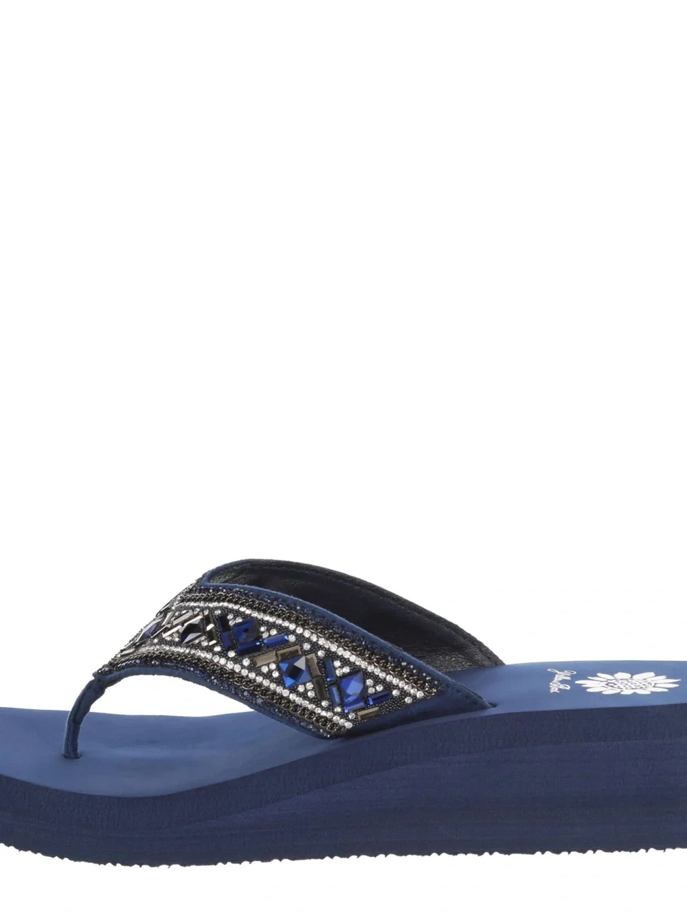 YELLOW BOX SAVERINA NAVY WEDGE SANDALS MEDIUM WIDTH NEW IN BOX - Picture 4 of 7